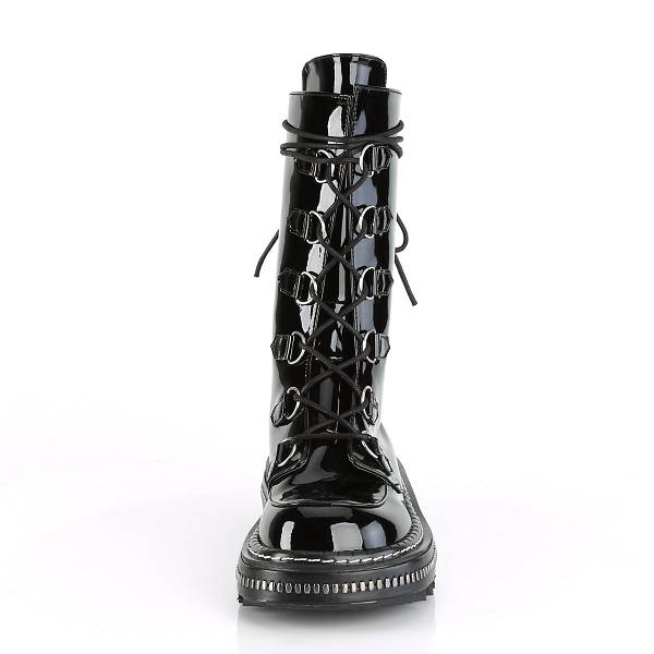 Demonia Women's Lilith-270 Platform Mid Calf Boots - Black Patent D5380-72US Clearance